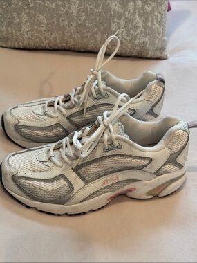 Women's White Mesh Athletic Sneakers with Subtle Pink Trim